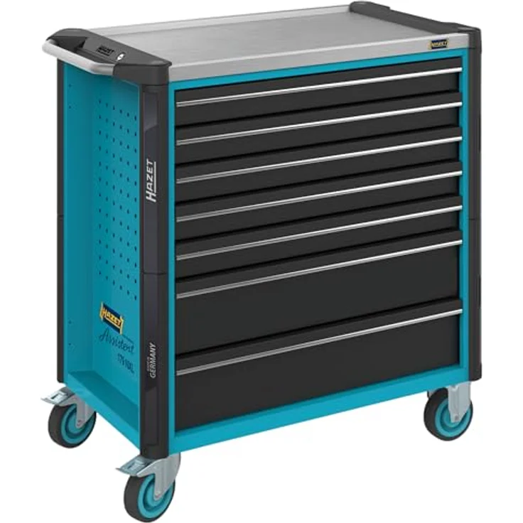 Hazet Werkstattwagen 179NXL-7, mobiler Werkzeugwagen mit 210-teiligem Sortiment, Edelstahl-Arbeitsfläche, 1200x800x1380 mm – Bild 2
