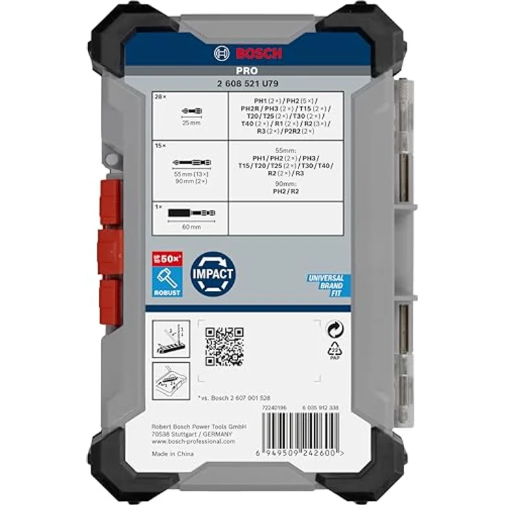 Bosch 44x PRO Impact Set, 44-tlg. (200 x 107 mm, Professional Zubehör Schraubendreher, Schraubendreher) – Bild 3