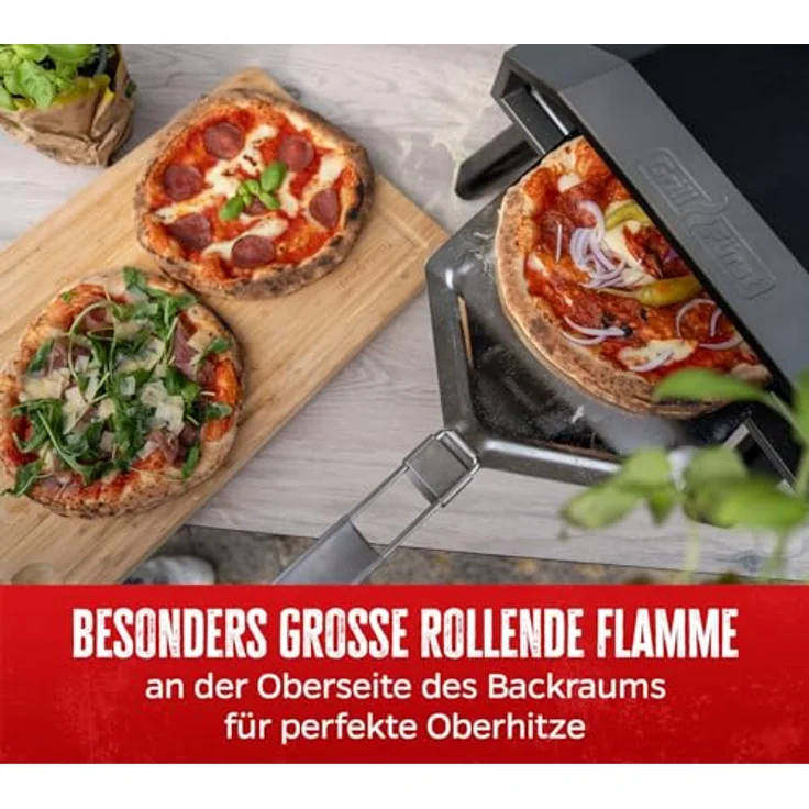 Grillfürst Gas Pizzaofen 305, mit drehbarem Cordierit-Pizzastein, bis 400 °C und klappbaren Füßen, mattschwarz – Bild 9