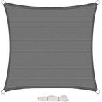 EUGAD Sonnensegel Quadrat 2x2m Sonnenschutz 200g/m² Garten Balkon Terrasse HDPE Wetterschutz atmungsaktiv Grau 0177ZYF
