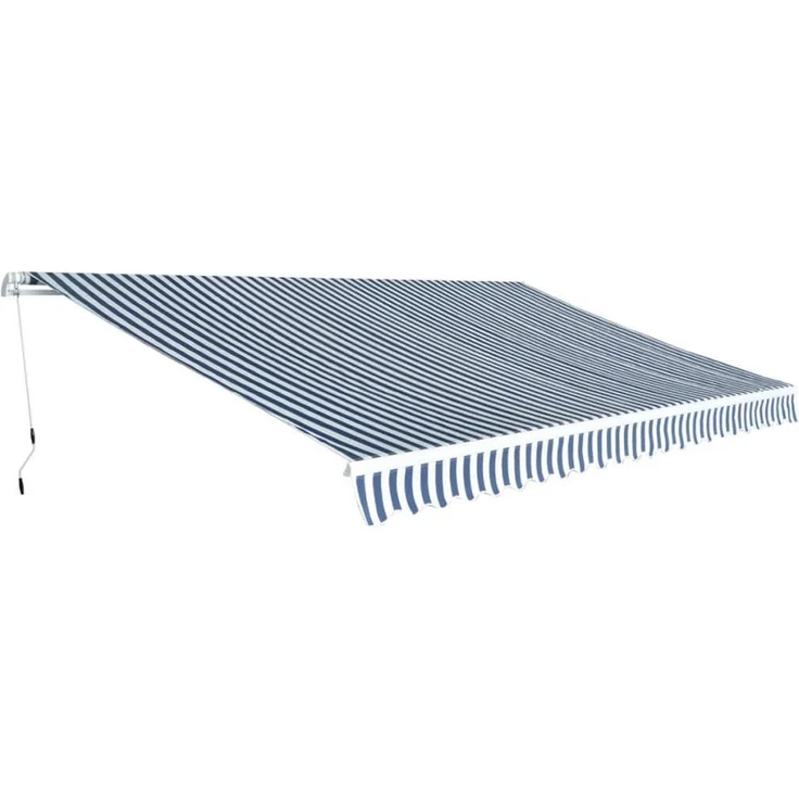 furnicato Markise M632008, Einstellbare Sonnenschutzmarkise 500x300 cm, UV- und witterungsbeständig, Aluminiumrahmen, Blau und Weiß