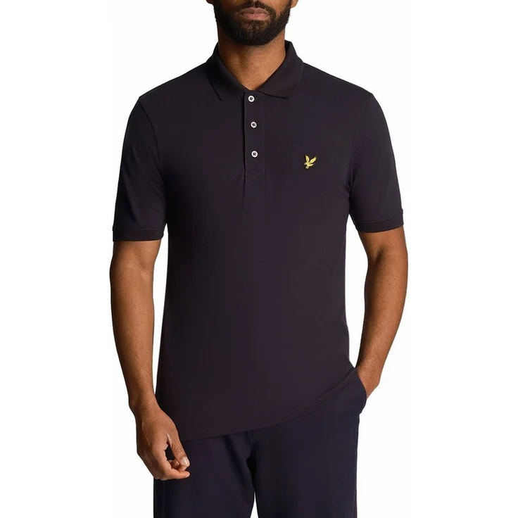 Lyle & Scott Poloshirt Basic Herren, Pique Baumwolle, entspannte Passform, klassischer Look, Adler-Logo, schwarz – Bild 1