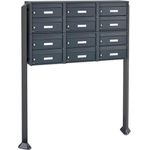 Burg Wächter Briefkastenanlage 12 Parteien anthrazit Briefkästen freistehend mit Standfuß