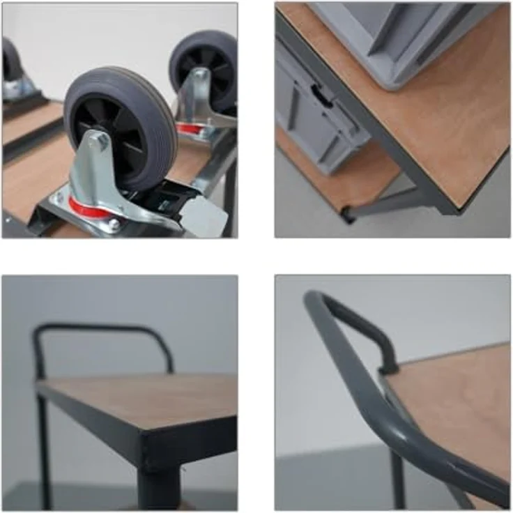 PROREGAL® Tischwagen Profi mit 2 Etagen, Traglast 400kg, pulverbeschichteter Stahl, grau – Bild 3