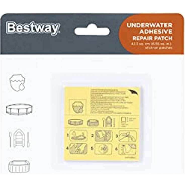 Bestway Wasserfeste selbstklebende Reparaturflicken 6,5 x 6,5, cm 10 Stück – Bild 2