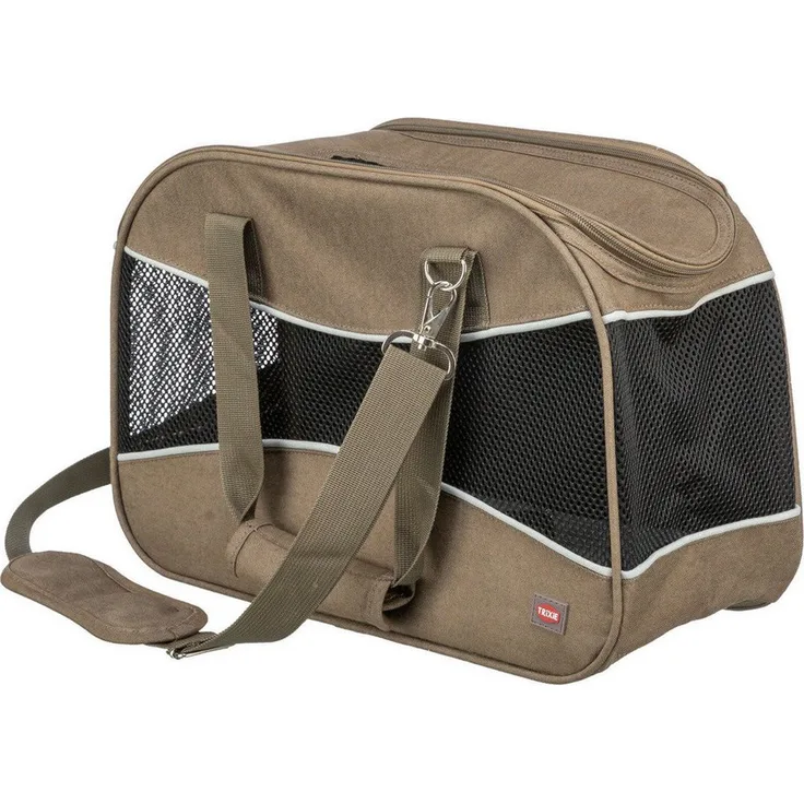 TRIXIE Hunde-Tasche Alison, Tragetasche aus Polyester für kleine bis mittelgroße Hunde bis 8 kg, sand, mit gepolsterter Bodenplatte und integrierter Kurzleine