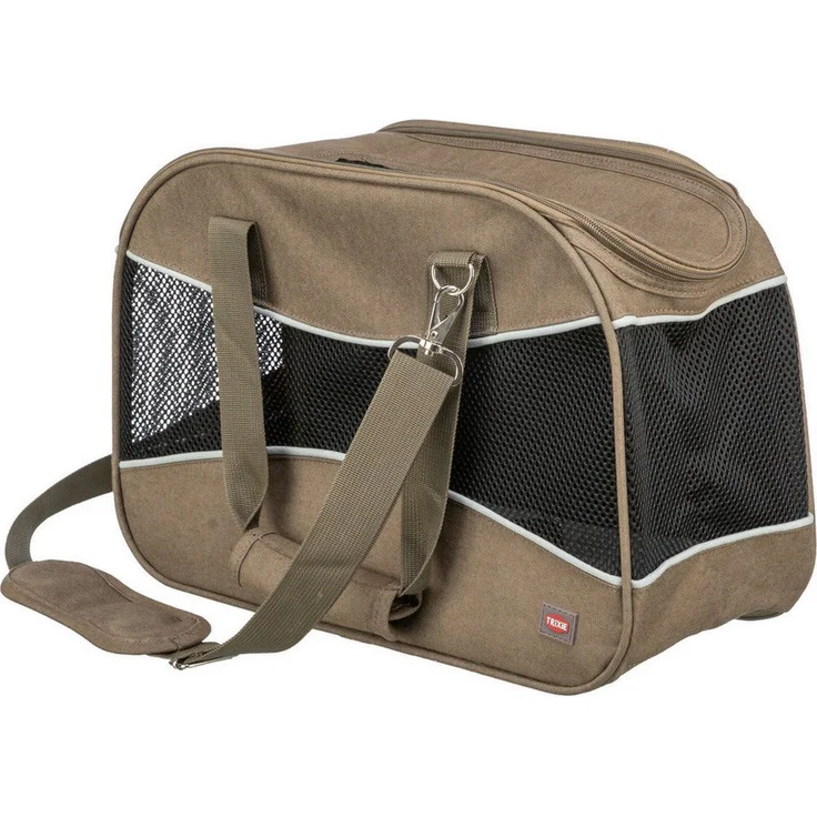TRIXIE Hunde-Tasche Alison, Tragetasche aus Polyester für kleine bis mittelgroße Hunde bis 8 kg, sand, mit gepolsterter Bodenplatte und integrierter Kurzleine