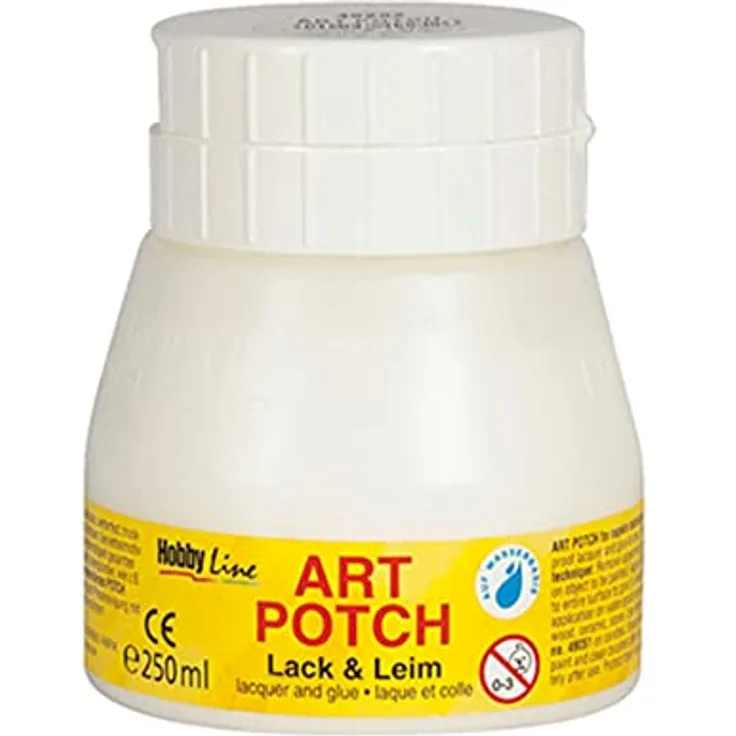 KREUL 49252 - Art Potch Lack und Leim, transparent, 250 ml, Serviettentechnik- und Dekokleber auf Wasserbasis, für Holz, Keramik, Stein und Karton