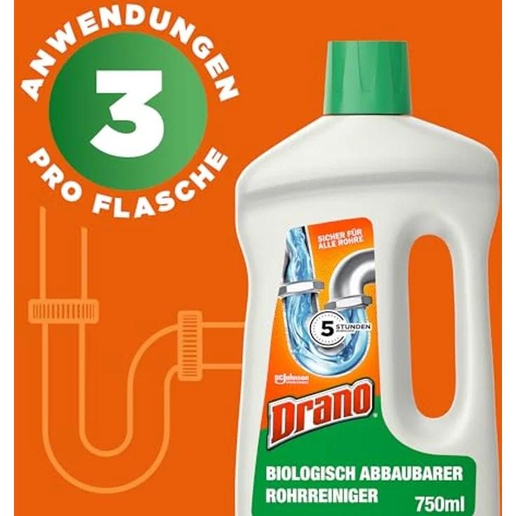 Drano (Mr Muscle) Extra Stark, Biologisch abbaubarer Rohrreiniger, 1er Pack (1 x 1000 ml) – Bild 4