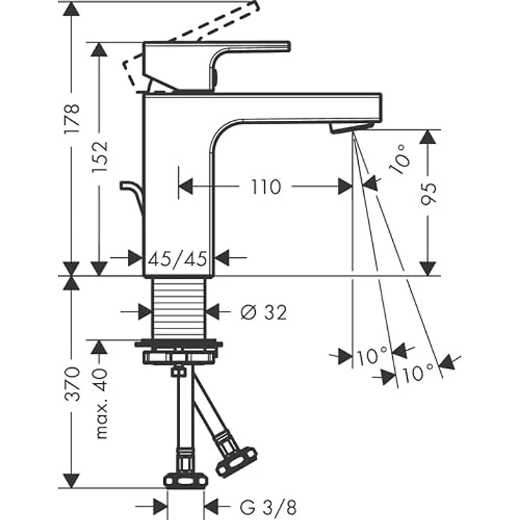 hansgrohe Vernis Shape Spültischarmatur, 110 mm Ausladung, EcoSmart, mit Keramikmischsystem und schwenkbarem Strahlformer – Bild 8