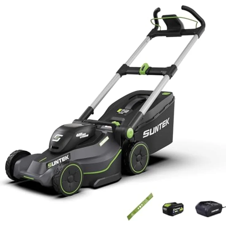 SUNTEK SLM4417-Upgraded 40V Akku-Rasenmäher, 43cm mit Digi-Brushless Motor, 4,0Ah Lithium-Ionen-Akku, APP-kompatibel, inklusive Schnellladegerät und 50L Grasfangsack – Bild 1