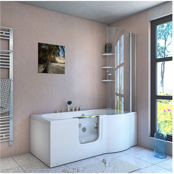 AcquaVapore Komplettdusche Seniorendusche und Wanne mit Whirlpool S12D-TH-WP-L 170x85cm, Sicherheitsglas ESG, inkl. Duschwanne, Integrierte Massagedüsen, Schnelle Reinigung, Überlauf Abfluss, Whirlp, Edelstahlrahmenkonstruktion, linke Ecke