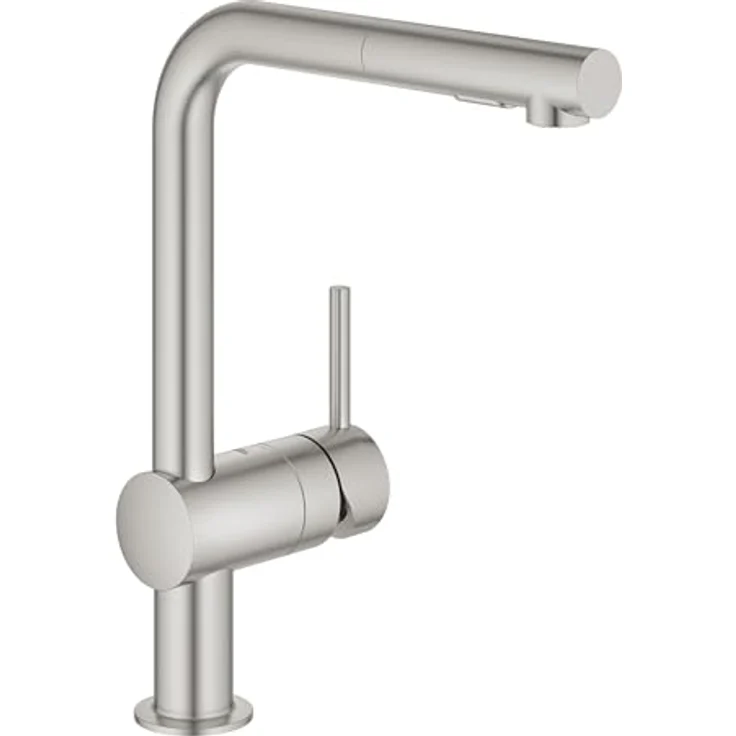 Grohe Minta Einhand-Spültischbatterie mit ausziehbarer Brause L-Auslauf, Supersteel – Bild 1