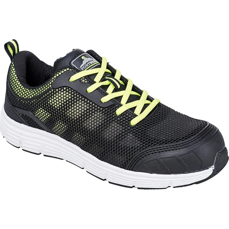 Portwest FT15 Steelite Tove Trainer S1P, Sicherheitsschuh mit Stahlkappe, schwarz/grün, Größe 48