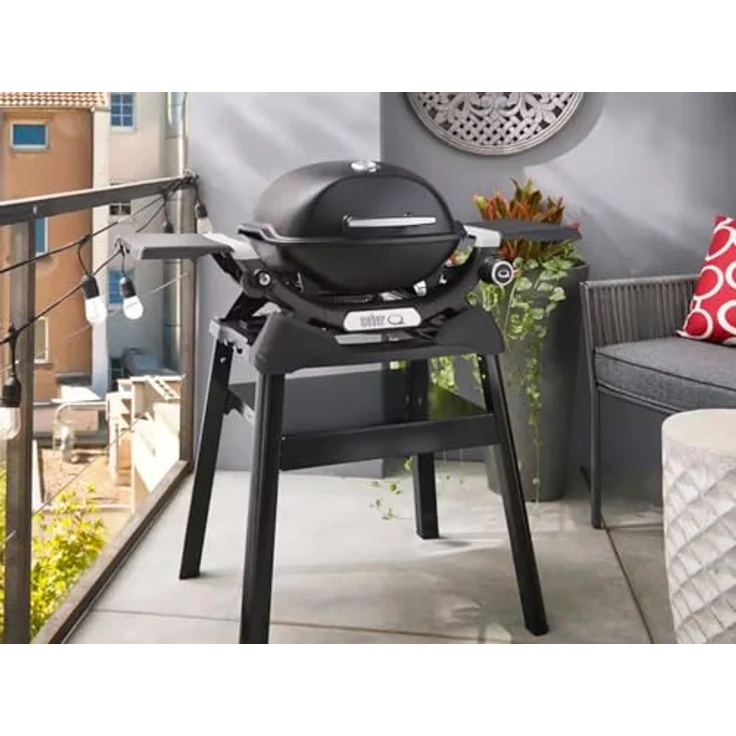 WEBER Gasgrill Q 1200N, kompakt und mobil mit 2,93 kW Brenner, schwarz mit Standfuß – Bild 2