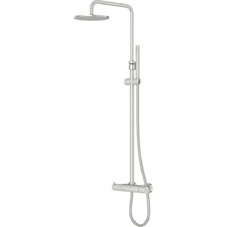 Steinberg 100 - Brauseset mit Thermostat, Durchmesser 200 mm, Nickel gebürstet mit Easy-Clean-Technologie