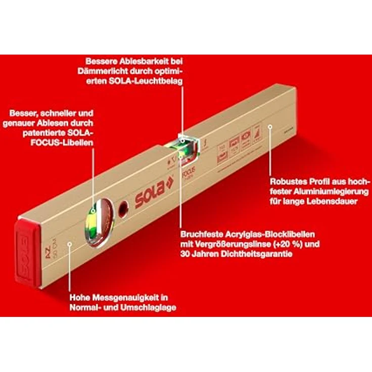 Wasserwaage Aluminium AZ 200, Länge : 50 cm, für Spannzange : 7-teilig – Bild 3
