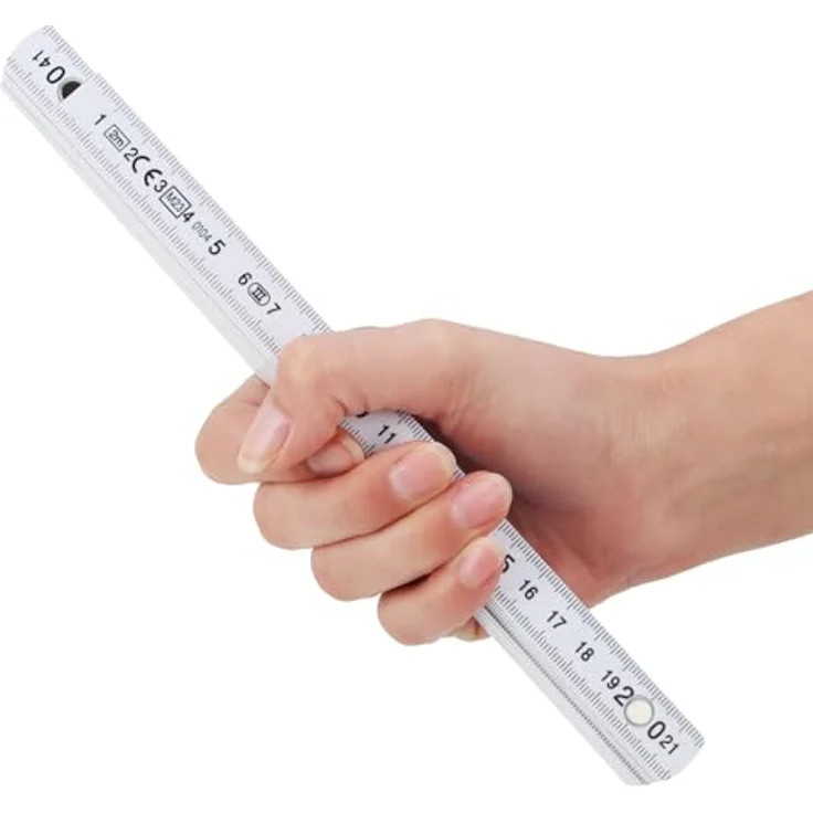 com-four® 5x Kunststoff-Zollstock, 2 Meter Gliedermaßstab mit 10 Gliedern, metrisch, weiß, flexibel und chemikalienresistent – Bild 5