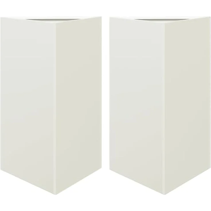 vidaXL Pflanzkübel 2 STK. Weiß Dreieckig 50x43x75 cm Stahl, rostbeständig und stabil – Bild 1
