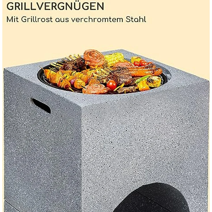Blumfeldt Feuerschale, Tragbare Feuerstelle Outdoor mit Grillrost & Holzlagerfach, Sichere Stahlschale, 50 x 75 x 50 cm – Bild 3