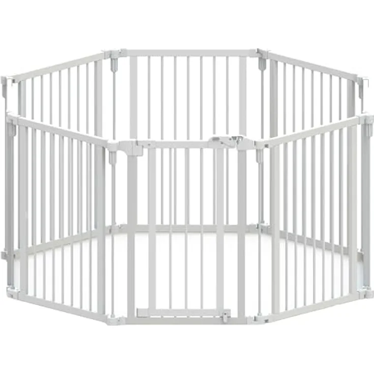 Dehner Lieblinge Hundezaun Bradley, Laufstall/Freilaufgehege für Welpen und Junge Hunde, FSC®-zertifiziertes Kiefernholz/Metall, weiß