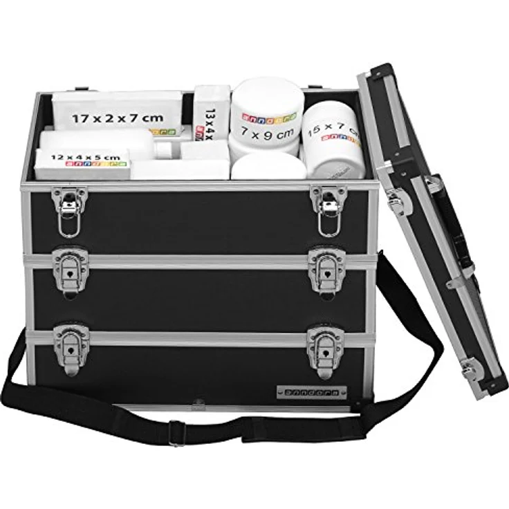 anndora Werkzeugkoffer 31 Liter Angelkoffer Etagenkoffer 3 Ebenen Schwarz Alu – Bild 5