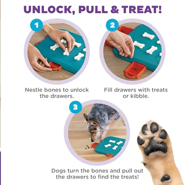 Outward Hound Nina Ottosson Dog Casino Puzzle Spielzeug, Stufe 3 Intelligenzspielzeug für Hunde, Leckerli-Spender aus robusten Materialien – Bild 3