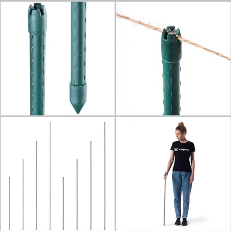 KADAX Pflanzstäbe 90 cm x 16 mm, 10er Set – Wetterfeste Pflanzenstützen aus beschichtetem Stahl, stabil und langlebig – Bild 5