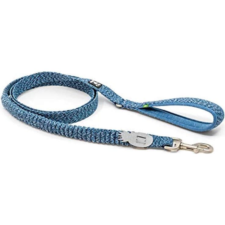 Hurtta Razzle-Dazzle Spring Leine für Hunde, Stretch Hundleine mit gepolsterte Griff aus recyceltem Polyester, Blau/Schwarz 180cm*25mm, ideal für Welpen-Training und Sozialisierung – Bild 1
