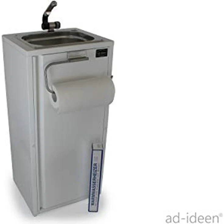 ad-ideen Mobiles Waschbecken 19L Großtank mit Warmwasserheizung, Edelstahl, inkl. Automatikwasserhahn, Weiß – Bild 4
