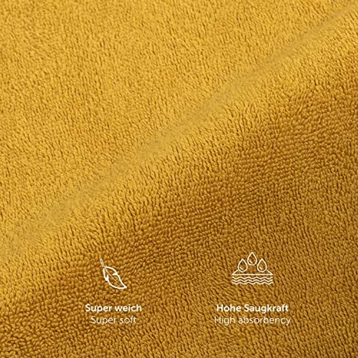 Blumtal Saunatuch, Gelb, 80x200 cm, Oeko-Tex® Standard 100, 100% Baumwolle, 500 g/m², Freizeit & Wellness – Bild 5