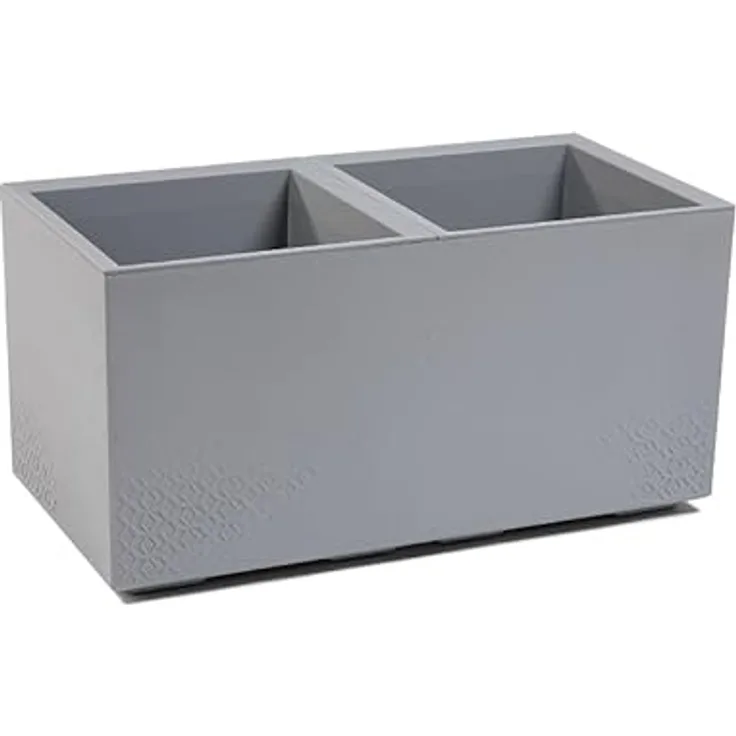 Kreher XL Pflanzkasten Karo Beton Optik 72 Liter (rechteckig) Grau - Robust & Umweltfreundlich, mit integriertem Bewässerungssystem