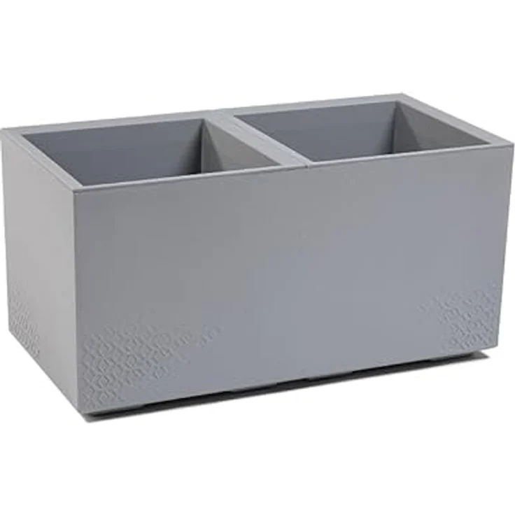 Kreher XL Pflanzkasten Karo Beton Optik 72 Liter (rechteckig) Grau - Robust & Umweltfreundlich, mit integriertem Bewässerungssystem – Bild 1