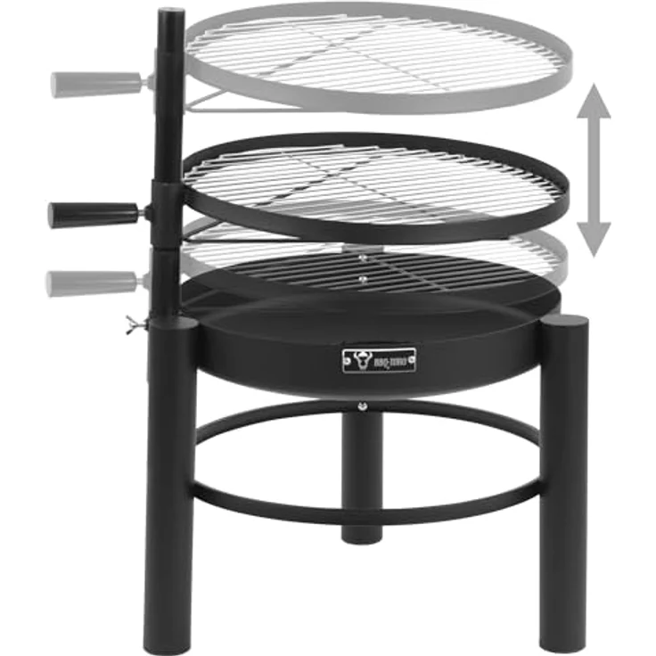 BBQ-Toro Feuerschale mit Grillrost Ø 50 cm, Höhenverstellbarer 2in1 Feuerkorb, mobile Feuerstelle aus hitzebeständigem Stahl, ideal für Garten und Terrasse – Bild 4