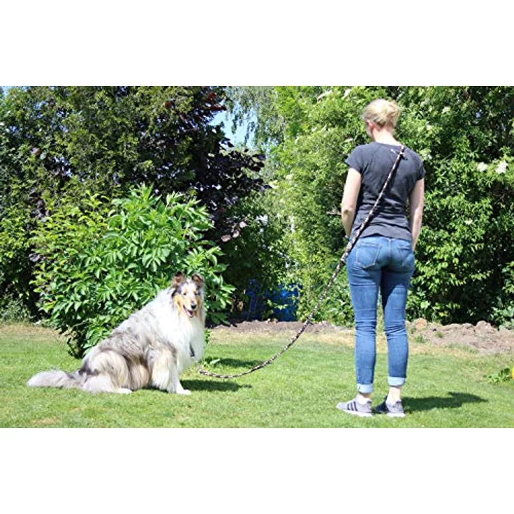 Activity4Dogs Geflochtene Hundeleine für große Hunde, 4-fach verstellbar, 2,80 m lang, Durchmesser 15 mm, braun-schwarz-weiß, Made in Germany – Bild 3