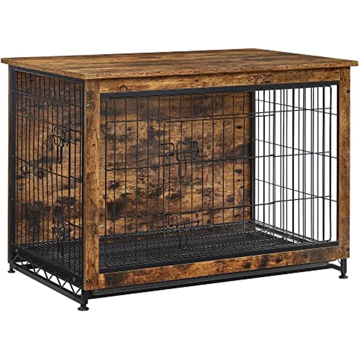 Feandrea Hundekäfig Möbel, Beistelltisch, Hundebox, Moderne Hundehütte Indoor für Hunde bis zu 32 kg, hochbelastbar, vintagebraun