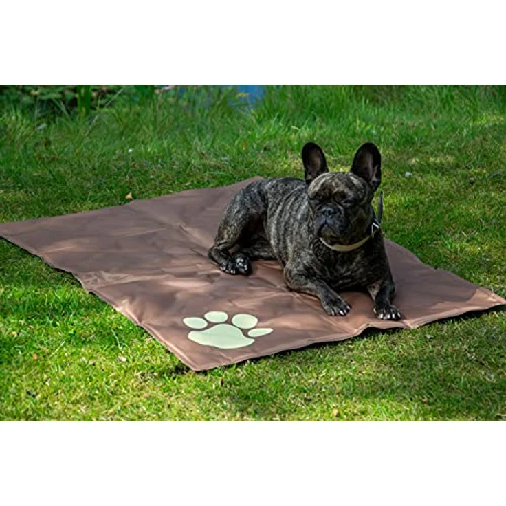 Dobar Kühlmatte mit Pfote eckig L 99,5 x B 70 cm braun/beige, selbstkühlendes Gel, für kleine und mittelgroße Hunde/Katzen – Bild 3