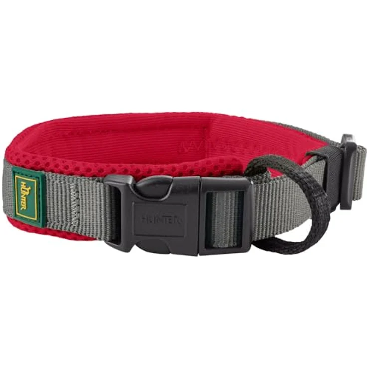 HUNTER Halsband Maldon, rot, atmungsaktives Mesh, leicht und allergikerfreundlich, Zugentlastung, integriertes Adresslabel, Größe S – Bild 2