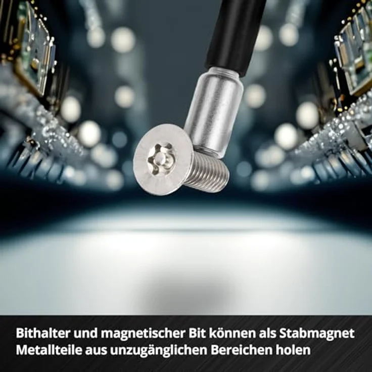 Einhell Präzisionsbit-Set 114-teilig, inklusive 28-mm- und 25-mm-Bits, mit Aluminium-Bithaltern und Adapter, Magnetverschluss-Box – Bild 6