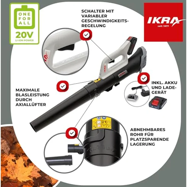 IKRA Akku Axial-Laubbläser ICB 20 kompakt leicht ergonomisch – Bild 7