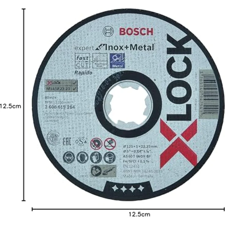 Bosch Professional gerade Trennscheibe Expert (für Inox und Metall, X-LOCK, Ø 125 mm, BohrungsØ: 22,23 mm, Dicke:1 mm) – Bild 4
