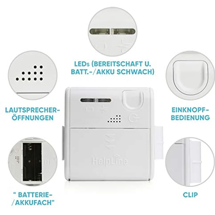 HelpLine by Eiflaender & Soehne HelpLine Mini mit Funksender Alarmanlage, mobiler Hausnotruf für Kranke und Senioren, wasserdicht (Schwarz) – Bild 3