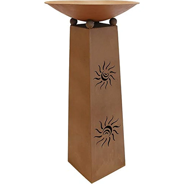 Dekoleidenschaft Deko-Säule Sonne + Feuerschale aus Metall in Rost-Optik, Feuerstelle, Garten-Deko, abnehmbare Feuerschale, moderne Rostoptik, 103 cm Höhe – Bild 3