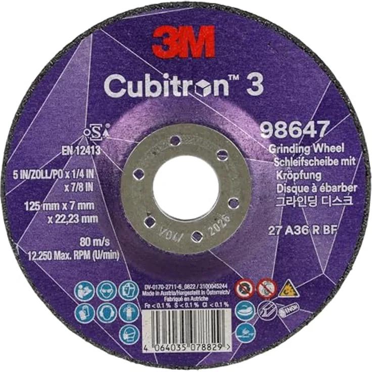 3M Cubitron 3 Schruppscheibe, 98647, 36+, T27, 125 mm x 7 mm x 22,23 mm, EN, 10/Pack, 20 Stück/VE