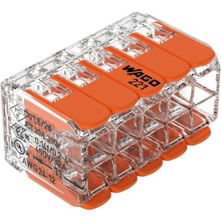Wago Hebelklemme 221-420, Verbindungsklemme für Leiterquerschnitte 0,2 mm² - 4 mm², 10 Leitungen, 450 V, 32 A, CAGE CLAMP® Technologie – Bild 3