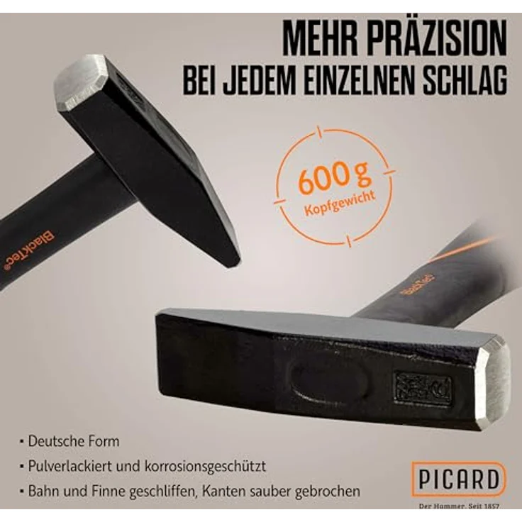 Picard 0032700-0600 Schlosserhammer DIN 1041 600g Deutsche Form – Bild 4