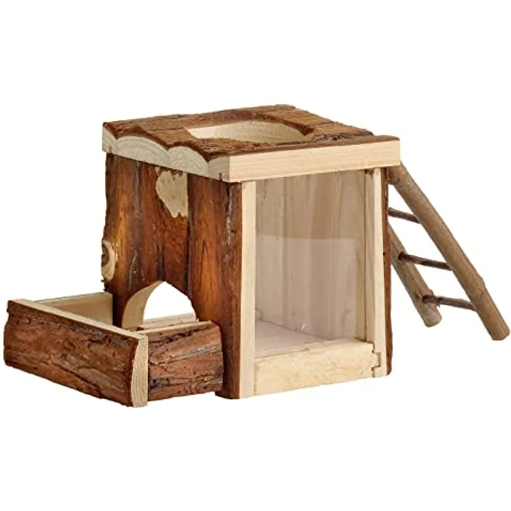 Dehner Kleintierzubehör Buddelturm Castle, ca. 11.5 x 12.5 x 18 cm, Holz, Natur