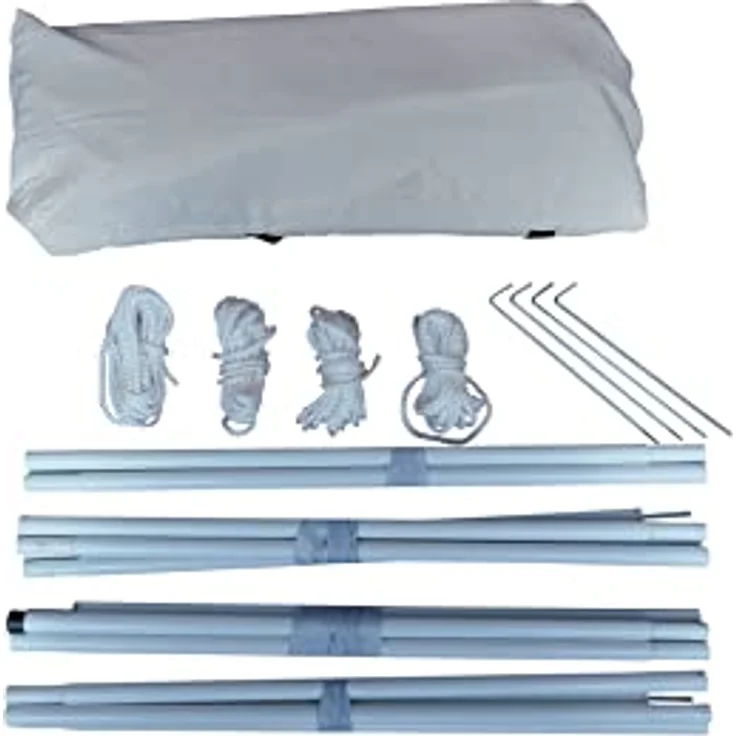 Defacto Sonnensegel Wasserdicht Rechteckig 3x4m UV-Schutz & Wetterschutz Sonnenschutz Set inkl Befestigungsseile mit 4 Stangen, für Balkon, Terrasse, Camping, Polyester | Beige – Bild 5