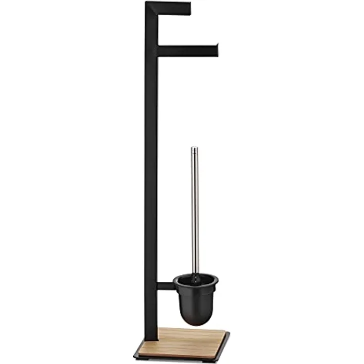 Kela Toilettengarnitur, Oak, Pulverbeschichtetes Metall mit Eichenholz, 24260, Schwarz matt