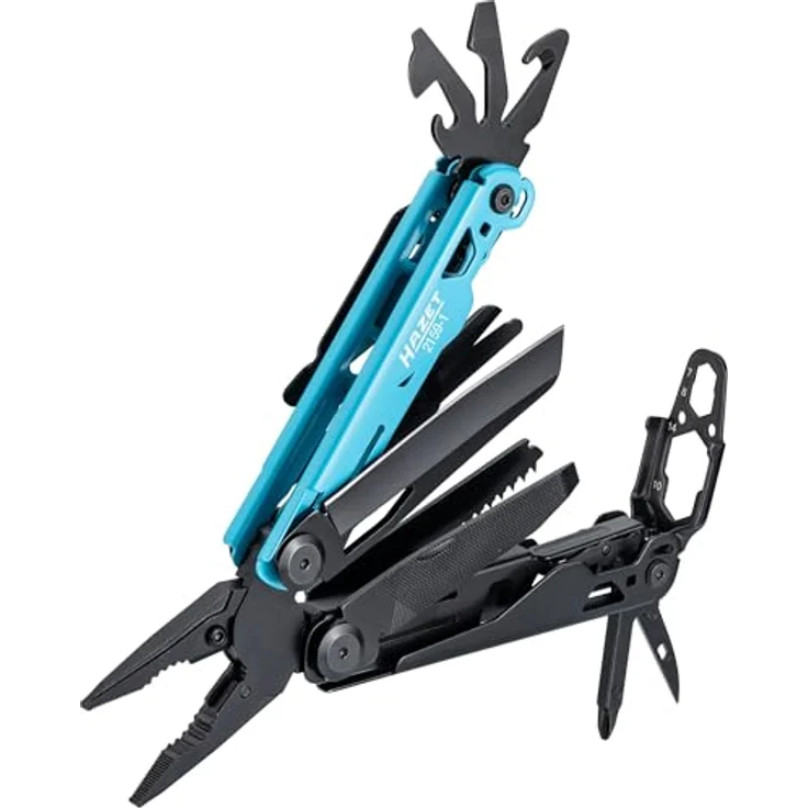 Hazet Multitool 13-in-1 2159-1, vielseitiges Zangenwerkzeug aus Edelstahl mit ergonomischem Griff und Gürtelclip für Fahrrad, Camping und Outdoor – Bild 2
